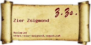 Zier Zsigmond névjegykártya